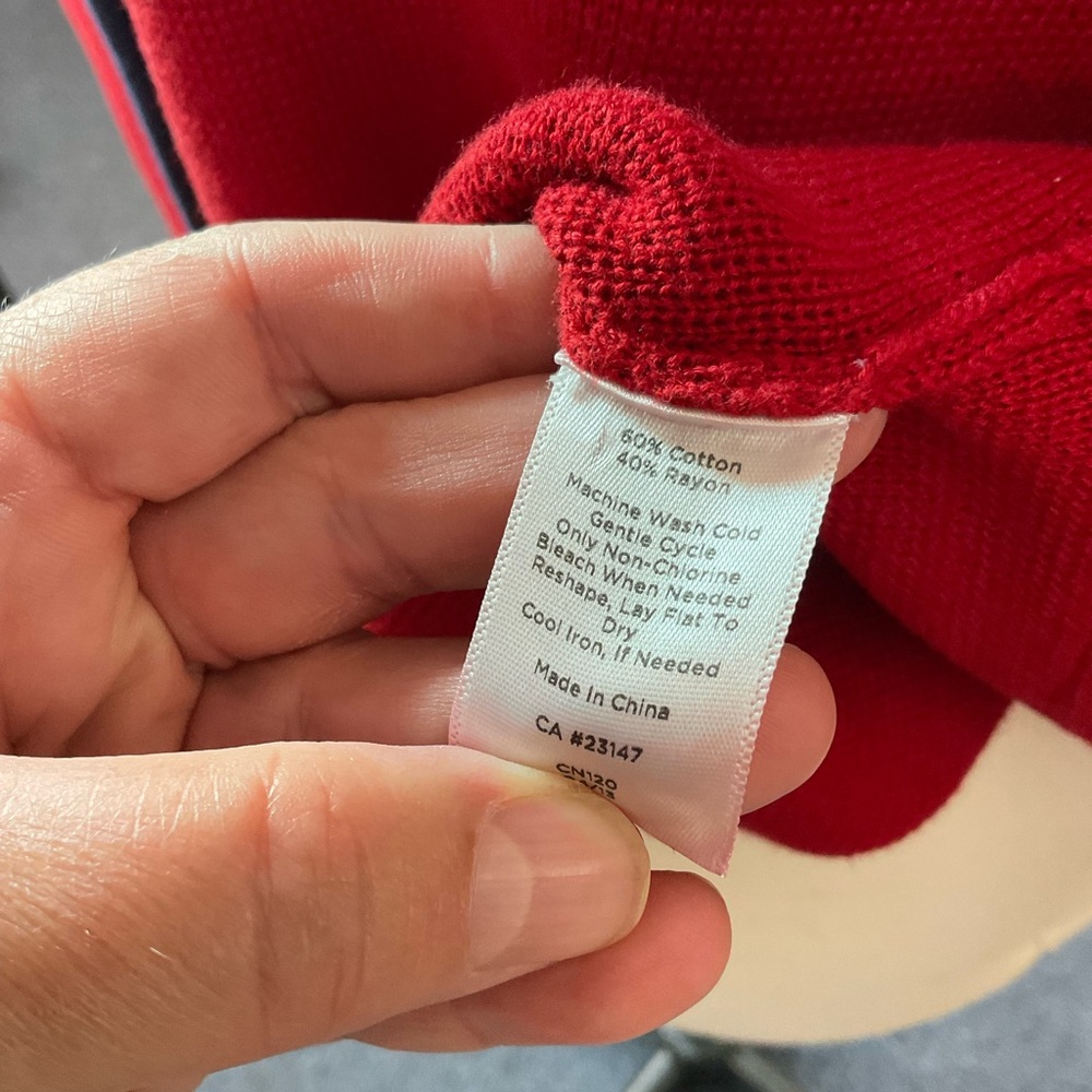 Talbots Red Knit Jacket with Navy Trim - Picture 6 of 6